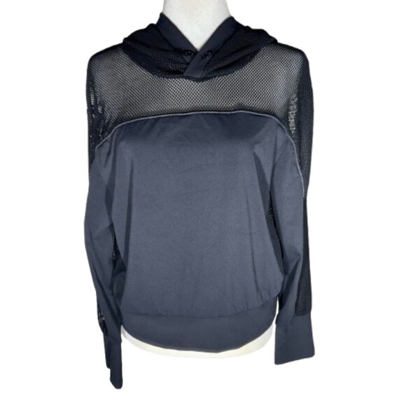 Zyia Active Mesh Winner Hoodie Sweatshirt Women's Size Medium Black Long Sleeve - Picture 1 of 7